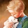 Boy Hugging Dog Diamond Painting