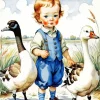 Boy With Geese Diamond Painting