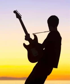 Boy With Guitar Silhouette Diamond Painting