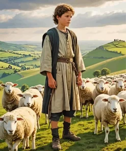 Boy With Sheep Diamond Painting