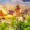 Bran Castle At Sunset Diamond Painting