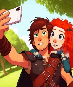 Brave Merida Boyfriend Selfie Diamond Painting