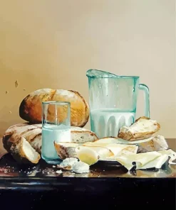 Bread And Milk Art Diamond Painting