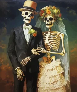 Bride And Groom Skulls Diamond Painting