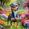 Brown And Black Chiweenie In Garden Diamond Painting