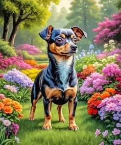 Brown And Black Chiweenie In Garden Diamond Painting