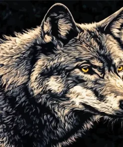 Brown And Black Wolf Diamond Painting
