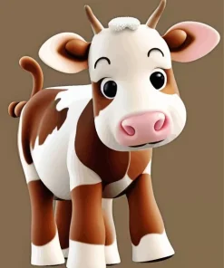 Brown And White Baby Cow Diamond Painting