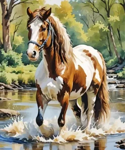 Brown And White Horse Diamond Painting