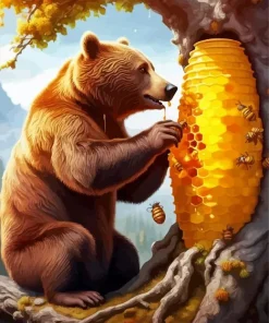 Brown Bear Eating Honey Diamond Painting