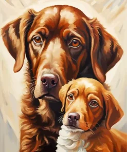 Brown Dogs Face Diamond Painting