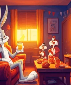 Bugs Bunny Watching TV Diamond Painting