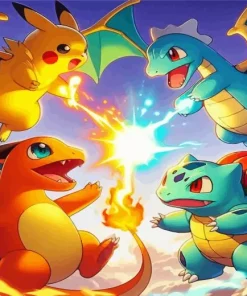 Bulbasaur Charmander Squirtle And Pikachu Diamond Painting