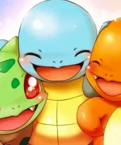 Bulbasaur With Charmander And Squirtle Diamond Painting