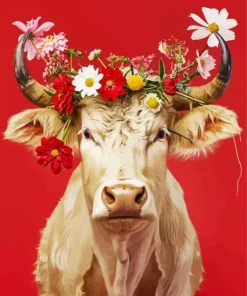 Bull With Flower Crown Diamond Painting