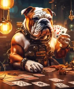 Bulldog Playing Poker Diamond Painting