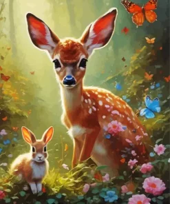 Bunny And Deer Diamond Painting