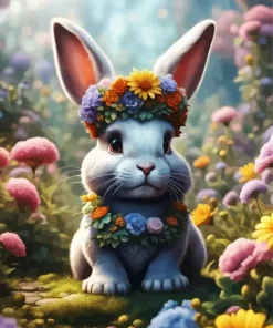 Bunny With Flower Crown Diamond Painting