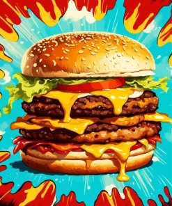 Burger Pop Art Diamond Painting