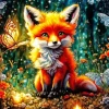 Butterflies And Fox Diamond Painting