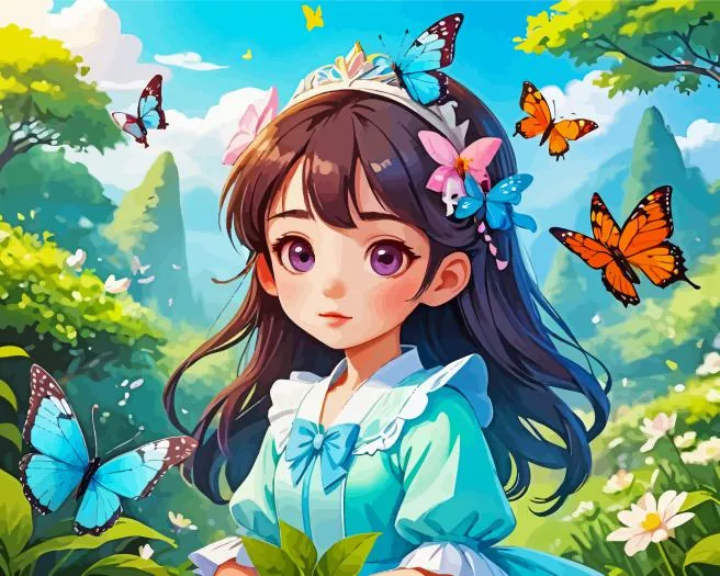 butterflies girl Diamond By Numbers Butterflies Girl Diamond Painting