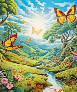 Butterflies Landscape Diamond Painting