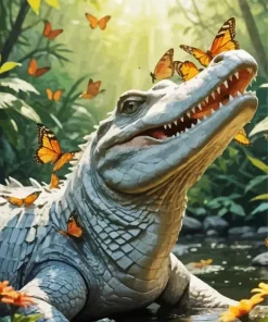 Butterflies On Alligator Diamond Painting