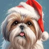 Christmas Fluffy Shih Tzu Diamond Painting