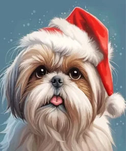 Christmas Fluffy Shih Tzu Diamond Painting