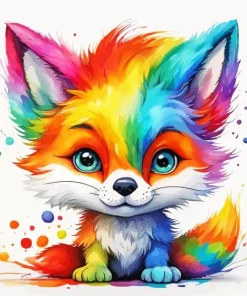 Colorful Fox Baby Diamond Painting