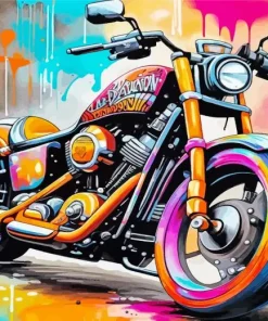 Colorful Harley Davidson Art Diamond Painting