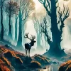 Cool Deer Silhouette Art Diamond Painting