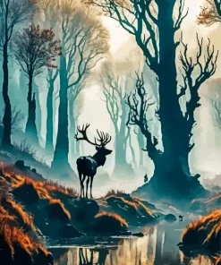 Cool Deer Silhouette Art Diamond Painting