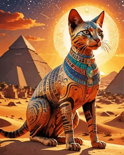 cool egyptian cat orange Diamond Paints Cool Egyptian Cat Orange Diamond Painting