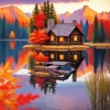 Cool Fall Cabin Art Diamond Painting