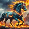 Cool Flames Horse Art Diamond Painting