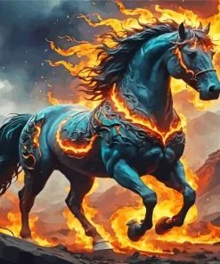 Cool Flames Horse Art Diamond Painting
