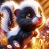 Cool Flower Cartoon Skunk Art Diamond Painting