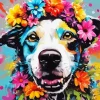 Cool Flower Crown Dog Art Diamond Painting