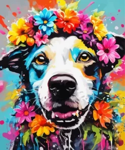 Cool Flower Crown Dog Art Diamond Painting