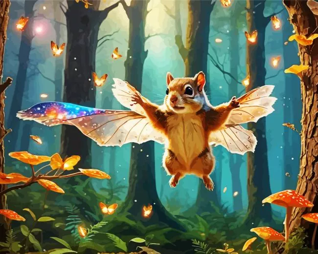 cool flying squirrel art Diamond By Numbers Cool Flying Squirrel Art Diamond Painting