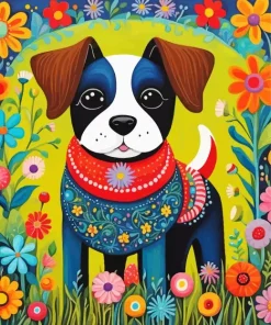 Cool Folk Art Dog Diamond Painting