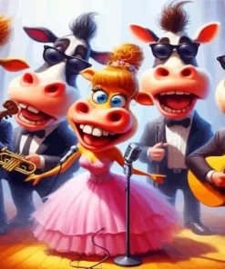 Cows Musicians Diamond Painting