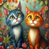 Cute Flowers And Cats Diamond Painting