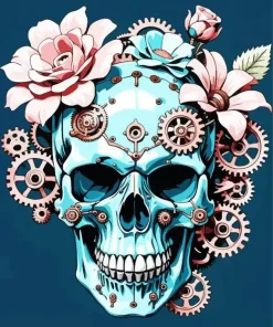 Cyan Cyberpunk Skull Diamond Painting