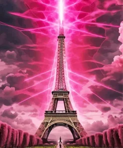Eiffel Tower Pink Sky Diamond Painting