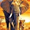 Elephant And Lion Art Diamond Painting