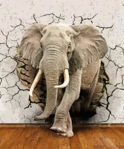 Elephant Breaking Through Wall Diamond Painting
