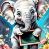 Elephant Holding Flowers Art Diamond Painting
