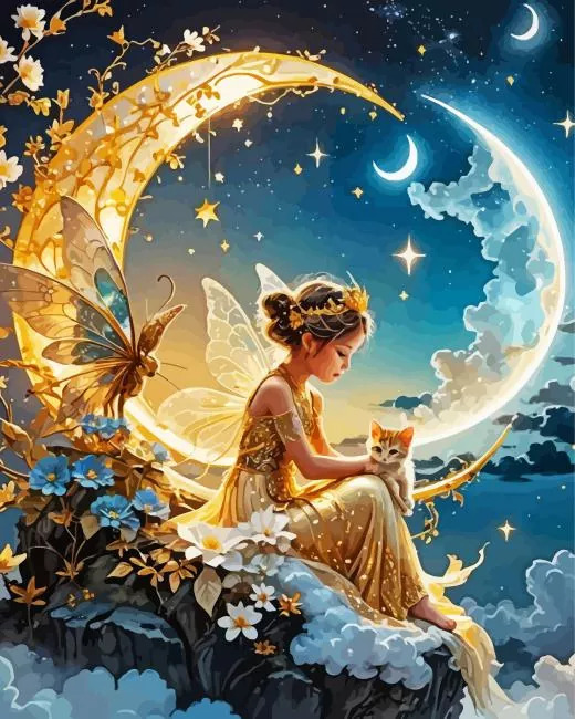 fairy and little kitty Diamond Dotz Fairy And Little Kitty Diamond Painting